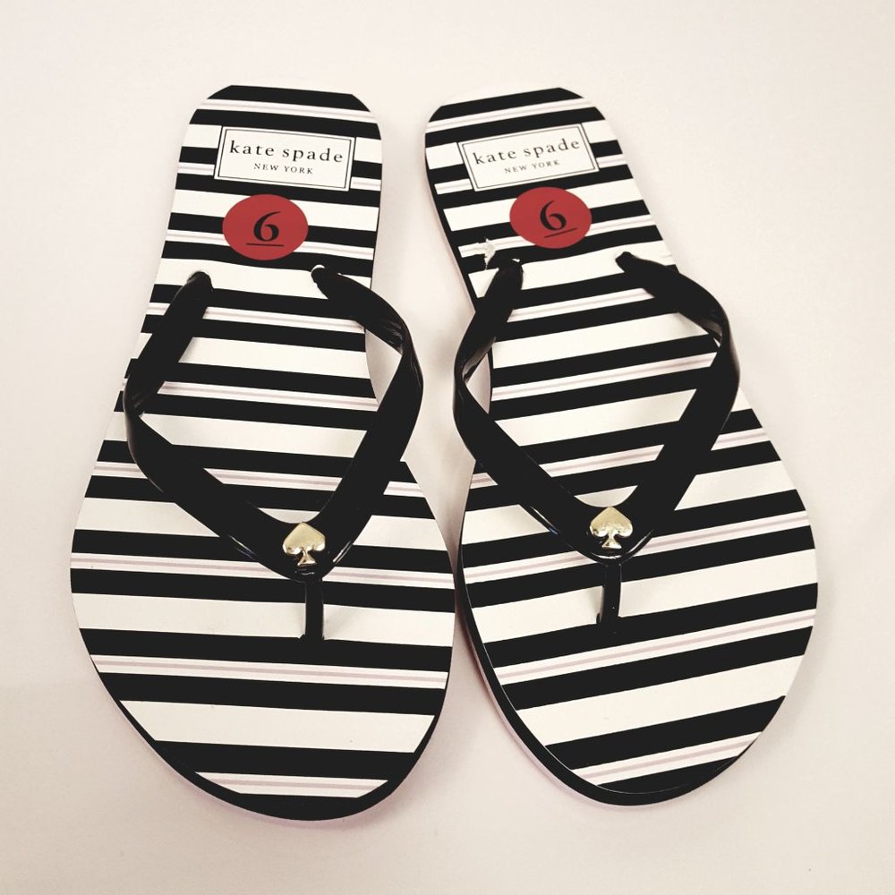 Kate Spade Nassau Striped Flip Flops Size 6 - Picture 2 of 10